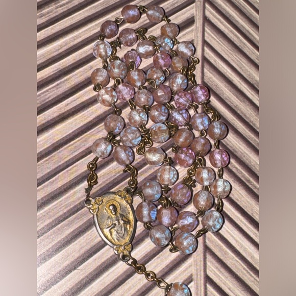 Antique 19th century Saphiret Glass Bead Rosary - Picture 4 of 8